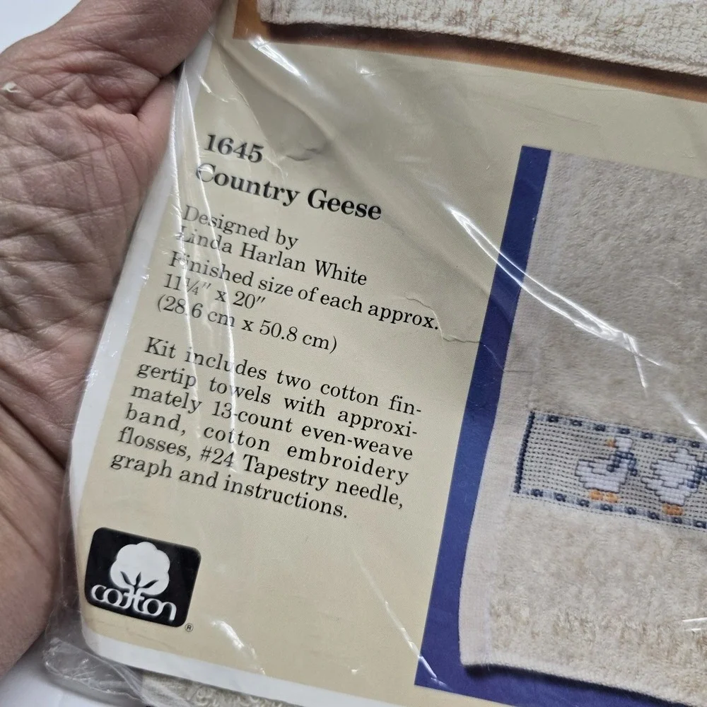 Vintage Creative Circle #1645 Country Geese Cross Stitch Hand Towel Kit 70s 80s